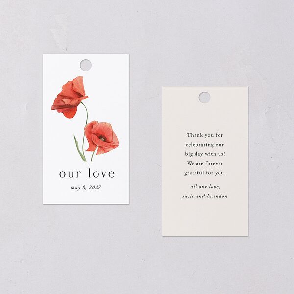 Wild Poppies Favor Gift Tags Pure White Signature
