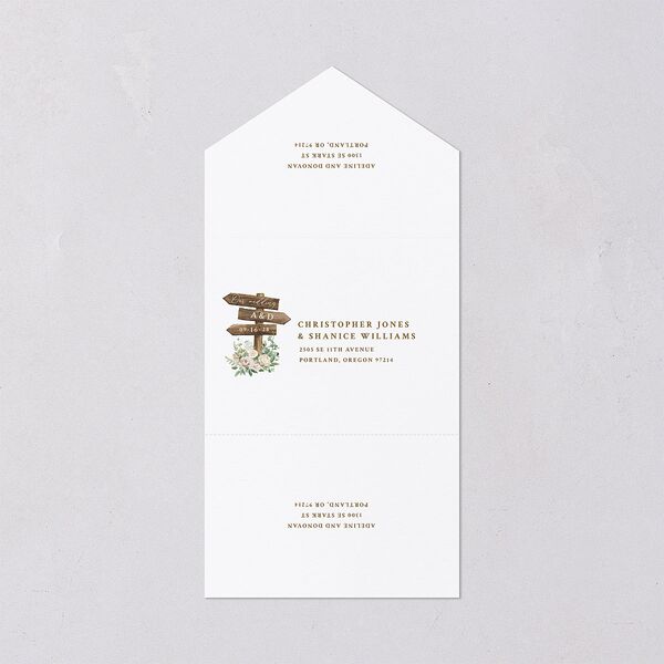Farmhouse Lights All-in-One Wedding Invitations Walnut Signature Light Both Recipient and Return Addresses No