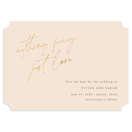 Just Love Save the Date Cards Gold Sand Signature smooth Blank No Ticket