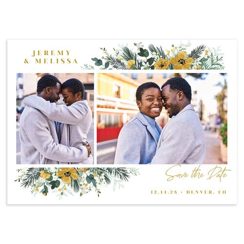 Holiday Bouquet Save the Date Cards Marigold Signature smooth Blank