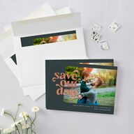 Save Our Date Save The Date Cards Rose Gold Dark Emerald Signature smooth Blank No Standard