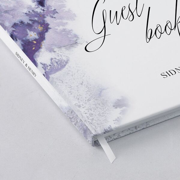 Painted Ethereal Wedding Guest Book Jewel Purple