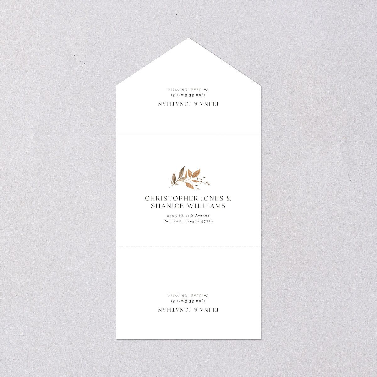 Leafy Rustic Monogram All-in-One Wedding Invitations — view 2