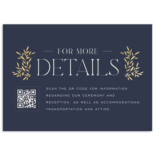 Ampersand Greenery Foil Wedding Enclosure Cards Gold Navy Signature Standard