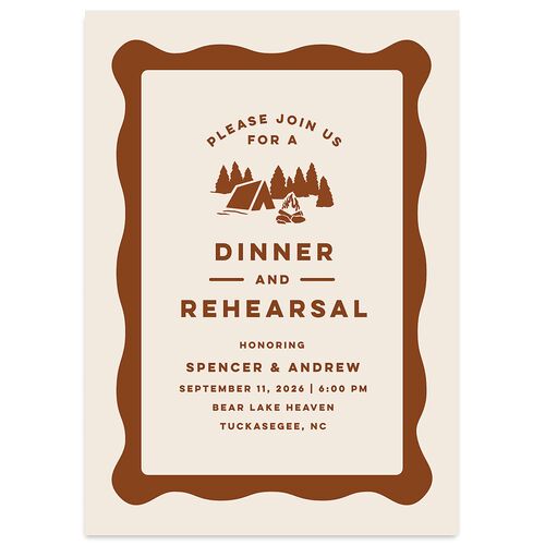 Adventure Icon Rehearsal Dinner Invitations Walnut Signature Blank Standard