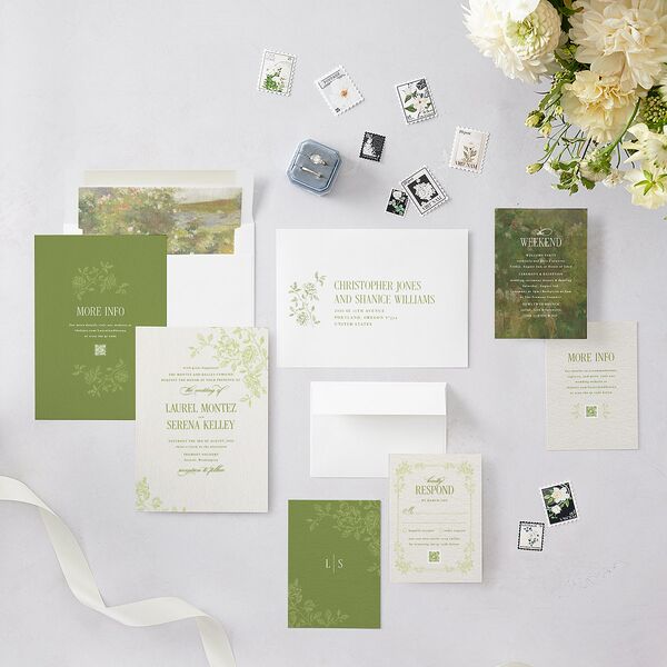 Vintage French Botanical Wedding Invitations Meadow Signature Blank No Standard