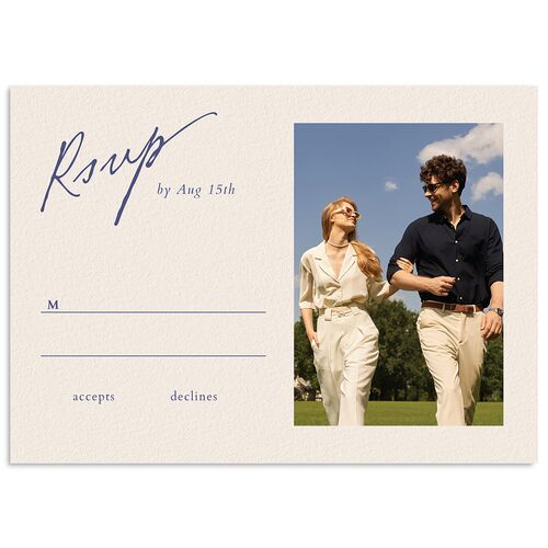 Elegant Editorial Page Wedding Response Cards Navy Signature Standard