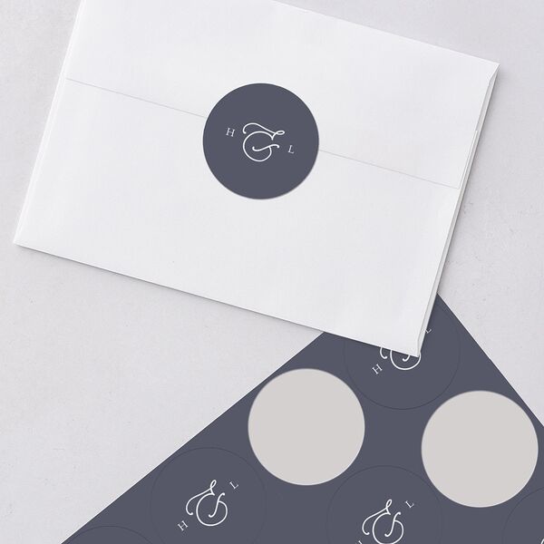 Gilded Photo Wedding Stickers Midnight Navy Circle