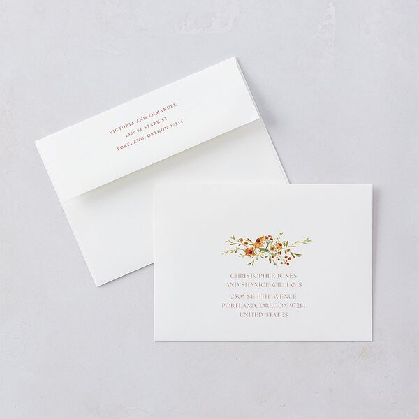 Wildflower Border Wedding Invitations  Cinnamon Signature Blank No Standard