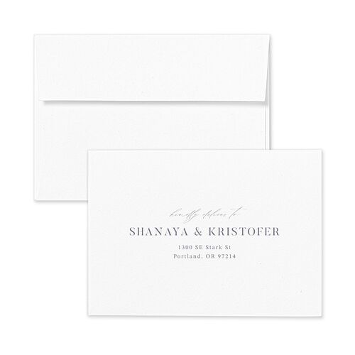 Elegant Gallery Tri Photo Response Card Envelopes White Dusty Blue Return Address Signature Standard