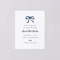 Dainty Bow Save the Date Petite Cards Navy Signature smooth Blank No Standard