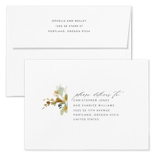 Watercolor Blooms Wedding Invitation Envelopes Blue Solar Power Return Address Standard Signature