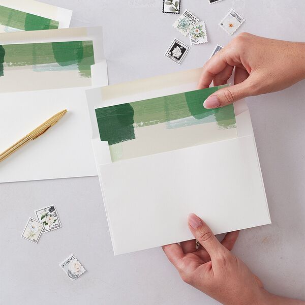 Brushstroke Holiday Envelope Liners Deep Lake Standard