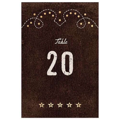 Classic Western Foil Table Numbers Chocolate Gold Signature