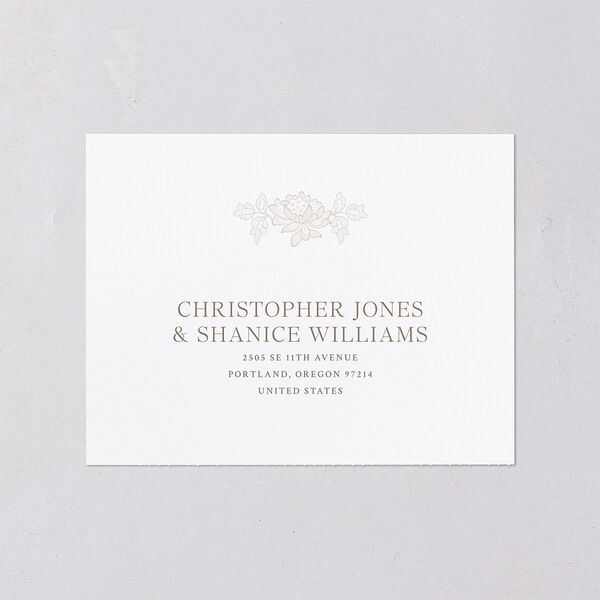 Love Story Lace All-in-One Wedding Invitations Pure White Signature Light Both Recipient and Return Addresses No