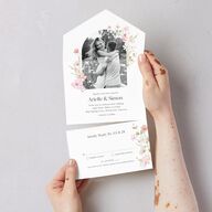 Wildflower Photo All-in-One Wedding Invitations Peony Signature Light Both Recipient and Return Addresses No