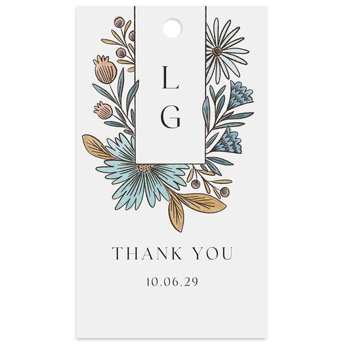 Timeless Wildflowers Favor Gift Tags Dusty Blue Signature