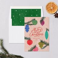 Vintage Christmas Ornaments Holiday Cards Barely Peach Signature Blank Standard