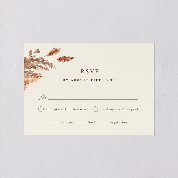 Soft Pampas Wedding Response Cards Sepia Signature Standard