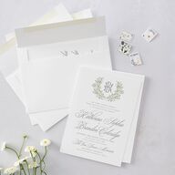 Luxury Floral Monogram Wedding Invitations Cotton Signature Blank No Standard