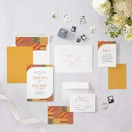 Ankara Print Wedding Invitations Gold Marigold Signature Blank No Standard