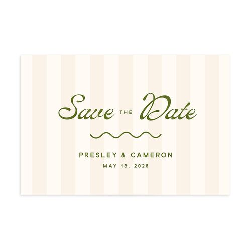 Cabana Stripes Save the Date Postcards Olive