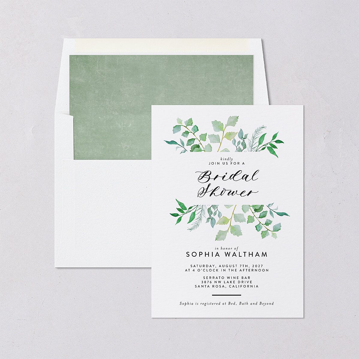 Leafy Ampersand Bridal Shower Invitations Eucalyptus Signature Blank