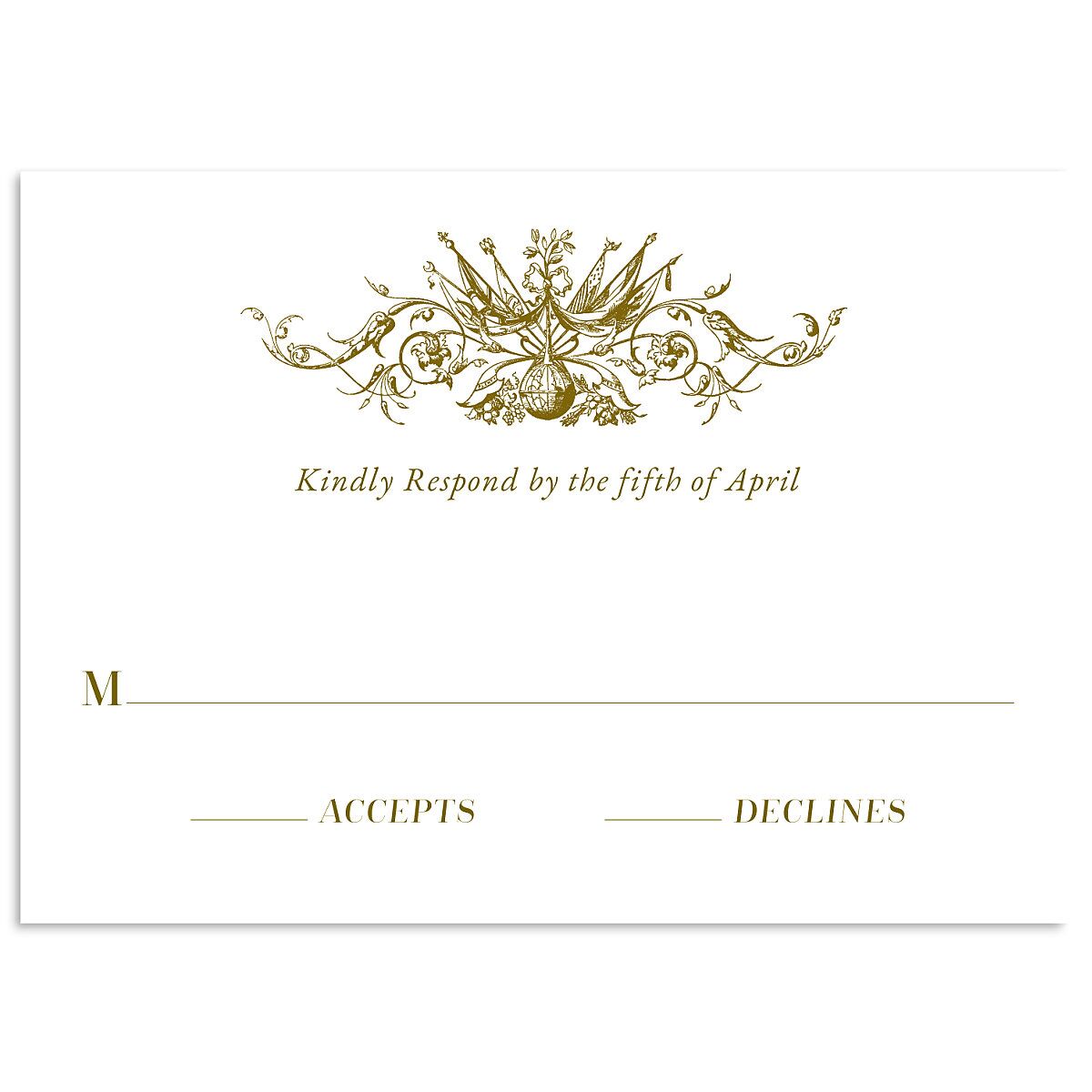 Ornate Vintage Crest Wedding Response Cards
