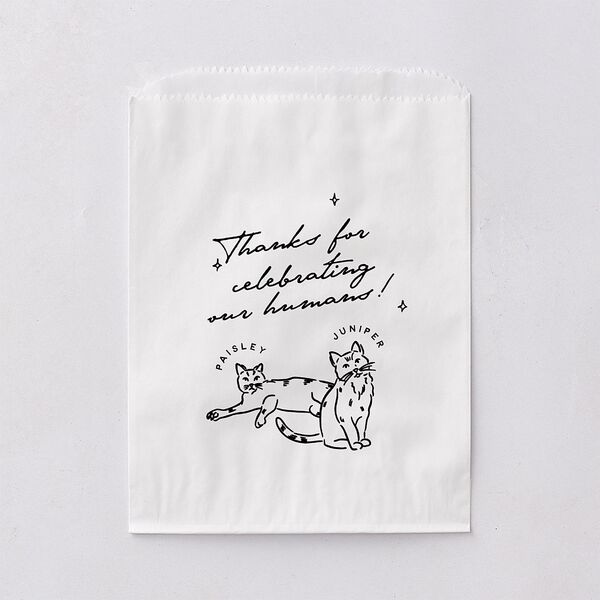 Hand Drawn Cake Favor Bags White Pure White Wax-Lined Food Safe Paper