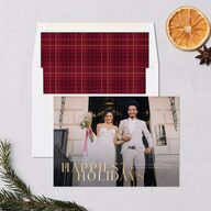 Happiest Holidays Holiday Cards Gold Merlot Signature Blank Standard Landscape