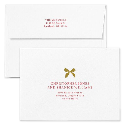 Simple Frame Photo Accent Holiday Card Envelopes White Ruby Both Recipient and Return Addresses Standard Signature