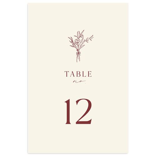 Simple Boho Flowers Table Numbers Raspberry Signature