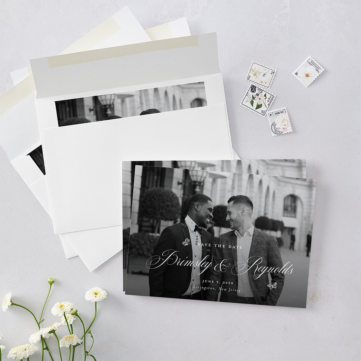 Elegant Antique Toile Frame Save the Date Cards by Bridgerton — view 5