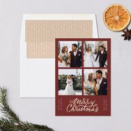 Christmas Grid Holiday Cards Gold Rust Signature Blank Portrait  Standard