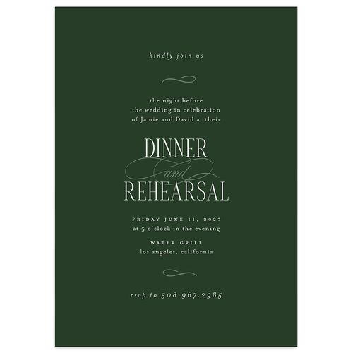Metropolitan Rehearsal Dinner Invitations Dark Emerald Signature Blank Standard
