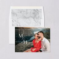 Classic Monogram Save The Date Cards Pure White Signature smooth Blank No Standard