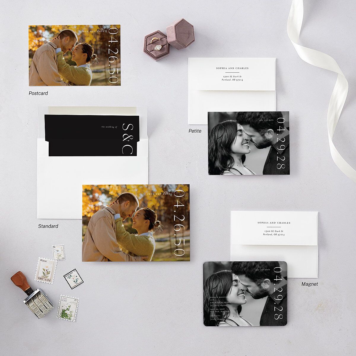 Timeless Elegance Save the Date Petite Cards Midnight Signature smooth Blank No Standard