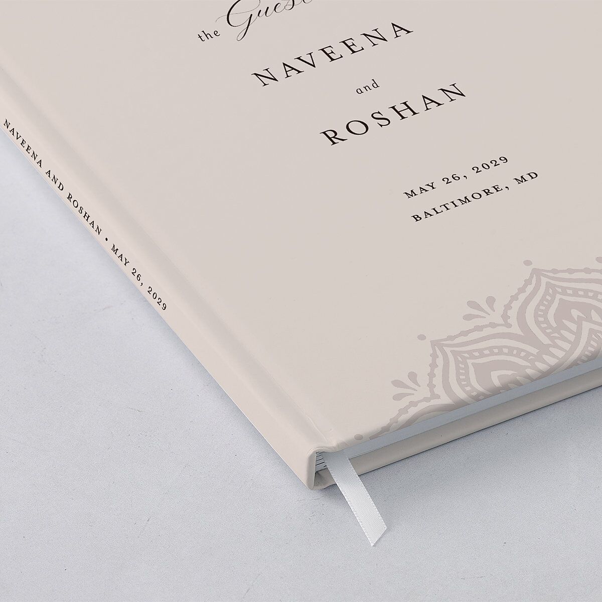 Indian Gilded Adornment Wedding Guest Book Sand