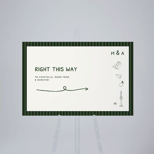 Hand Drawn Recipe Standard Direction Sign Large Dark Camo Standard Indoor Foam Core L Direction