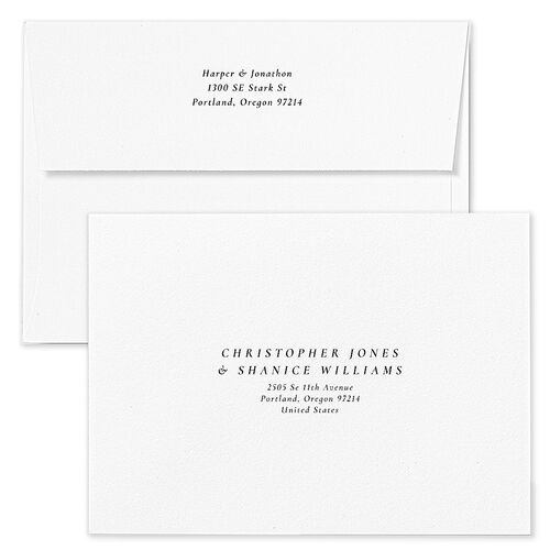 Editorial Monogram Photo Wedding Invitation Envelopes Blue Pure White Return Address Standard Signature
