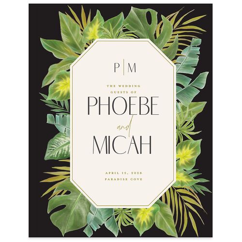 Hawaiian Tropical Monstera Frame Guest Books Charcoal