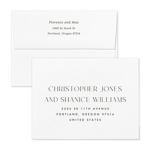 Modern Initials Save the Date Magnet Envelopes White Olive Both Recipient and Return Addresses Signature Standard