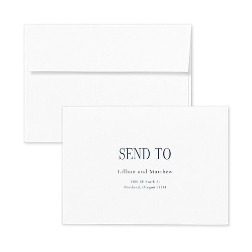 Classically Editorial Response Card Envelopes Ink Blue Kraft Return Address Signature Standard