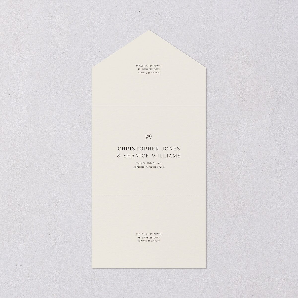 Simple Boho Flowers All-in-One Wedding Invitations Champagne Signature Light Both Recipient and Return Addresses No