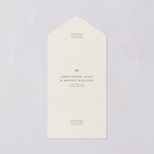 Simple Boho Flowers All-in-One Wedding Invitations Champagne Signature Light Both Recipient and Return Addresses No