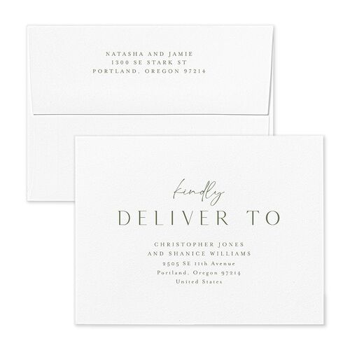 Simple Gallery Save the Date Magnet Envelopes Moss White Return Address Signature Standard