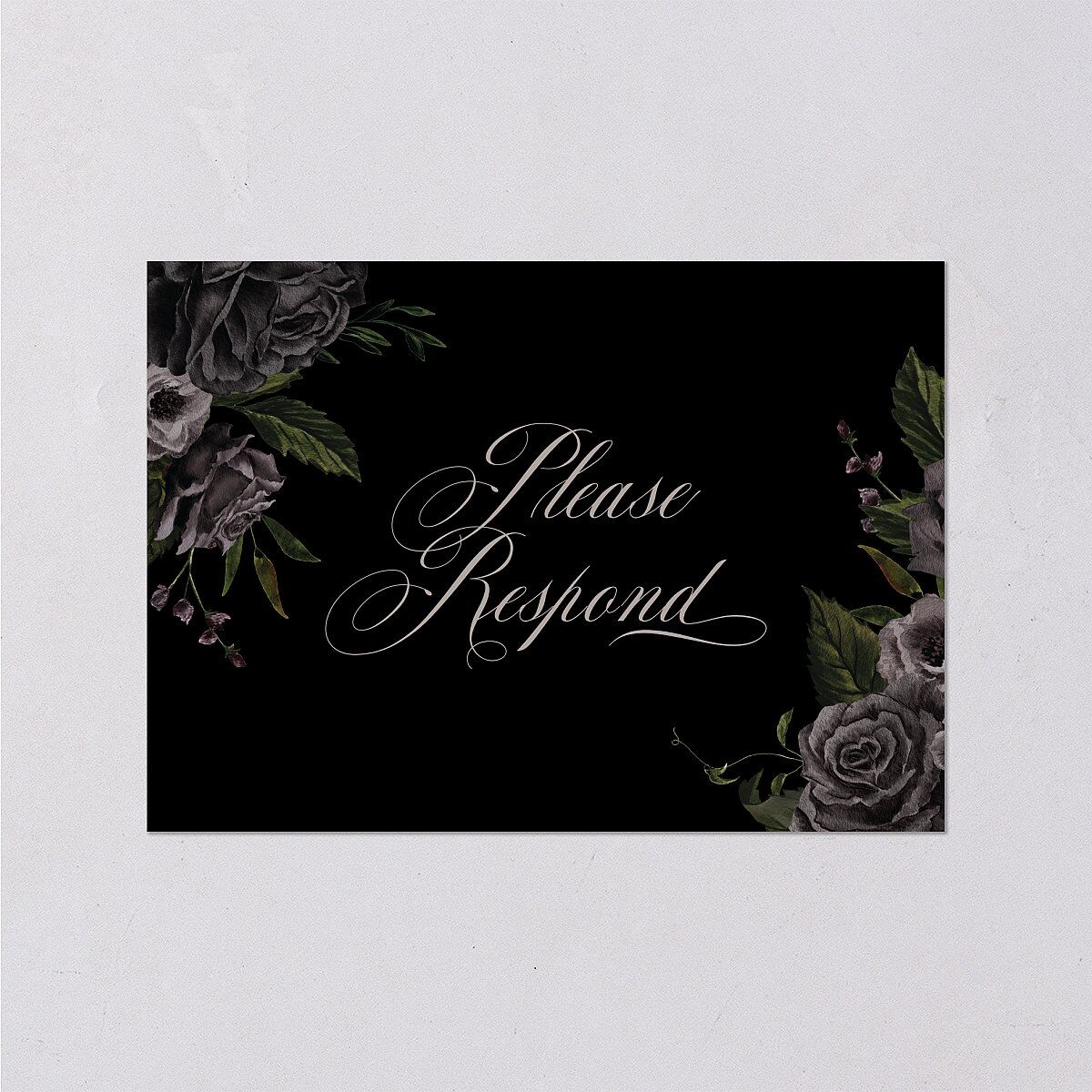 Dark Gothic Roses Wedding Response Cards Midnight Signature Standard