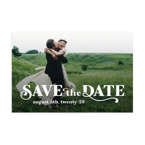 Retro Bloom Save The Date Postcards Scottish Green