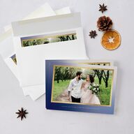 Holiday Hues Holiday Cards Gold Navy Signature Blank Landscape Standard