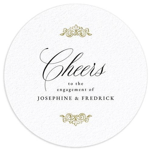 Black Tie Crest Engagement Party Wedding Day Coasters Pure White Cardboard Circle